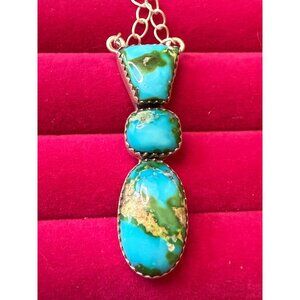 Sonoran Gold Turquoise Necklace With 925 Silver Bezels & 18" Chain